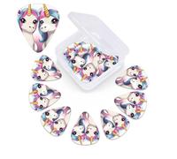 12 Pack Guitar Picks Plectrums with Organizer Storage Box Cute horse Guitar Pick Thin, Medium & Heavy Bass Picks for Electric Acoustic Ukulele Guitars Gift for Men Women