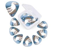 12 Pack Guitar Picks Plectrums with Organizer Storage Box Cute seagull Guitar Pick Thin, Medium & Heavy Bass Picks for Electric Acoustic Ukulele Guitars Gift for Men Women