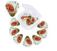 12 Pack Guitar Picks Plectrums with Organizer Storage Box Cute Snail Guitar Pick Thin, Medium & Heavy Bass Picks for Electric Acoustic Ukulele Guitars Gift for Men Women
