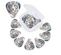 12 Pack Guitar Picks Plectrums with Organizer Storage Box Cute white tiger Guitar Pick Thin, Medium & Heavy Bass Picks for Electric Acoustic Ukulele Guitars Gift for Men Women