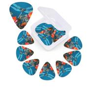 12 Pack Guitar Picks Plectrums with Organizer Storage Box Dragonfly and Flower Guitar Pick Thin, Medium & Heavy Bass Picks for Electric Acoustic Ukulele Guitars Gift for Men Women