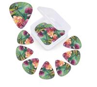 12 Pack Guitar Picks Plectrums with Organizer Storage Box Dragonfly Garden Spring Guitar Pick Thin, Medium & Heavy Bass Picks for Electric Acoustic Ukulele Guitars Gift for Men Women