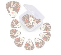 12 Pack Guitar Picks Plectrums with Organizer Storage Box Easter Bunny Floral Guitar Pick Thin, Medium & Heavy Bass Picks for Electric Acoustic Ukulele Guitars Gift for Men Women