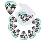 12 Pack Guitar Picks Plectrums with Organizer Storage Box Five cute penguins Guitar Pick Thin, Medium & Heavy Bass Picks for Electric Acoustic Ukulele Guitars Gift for Men Women