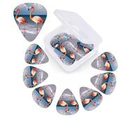 12 Pack Guitar Picks Plectrums with Organizer Storage Box Flamingo Walking on The Beach Guitar Pick Thin, Medium & Heavy Bass Picks for Electric Acoustic Ukulele Guitars Gift for Men Women