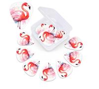 12 Pack Guitar Picks Plectrums with Organizer Storage Box Flamingo Watercolor Guitar Pick Thin, Medium & Heavy Bass Picks for Electric Acoustic Ukulele Guitars Gift for Men Women