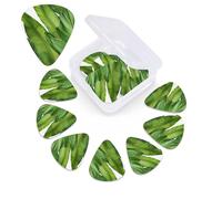 12 Pack Guitar Picks Plectrums with Organizer Storage Box Fresh Banana Leaves Guitar Pick Thin, Medium & Heavy Bass Picks for Electric Acoustic Ukulele Guitars Gift for Men Women