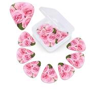 12 Pack Guitar Picks Plectrums with Organizer Storage Box Fresh Roses Guitar Pick Thin, Medium & Heavy Bass Picks for Electric Acoustic Ukulele Guitars Gift for Men Women