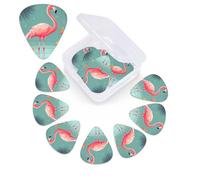 12 Pack Guitar Picks Plectrums with Organizer Storage Box Funny Flamingo Guitar Pick Thin, Medium & Heavy Bass Picks for Electric Acoustic Ukulele Guitars Gift for Men Women