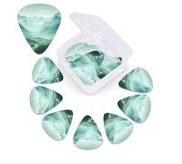 12 Pack Guitar Picks Plectrums with Organizer Storage Box Green Mountain Landscape Guitar Pick Thin, Medium & Heavy Bass Picks for Electric Acoustic Ukulele Guitars Gift for Men Women