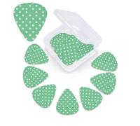 12 Pack Guitar Picks Plectrums with Organizer Storage Box Green Polka Dots Guitar Pick Thin, Medium & Heavy Bass Picks for Electric Acoustic Ukulele Guitars Gift for Men Women