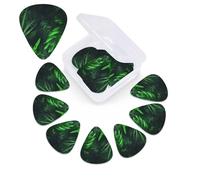 12 Pack Guitar Picks Plectrums with Organizer Storage Box Green Tropical Jungle Plant Guitar Pick Thin, Medium & Heavy Bass Picks for Electric Acoustic Ukulele Guitars Gift for Men Women