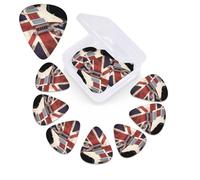 12 Pack Guitar Picks Plectrums with Organizer Storage Box Guitar British Flag Guitar Pick Thin, Medium & Heavy Bass Picks for Electric Acoustic Ukulele Guitars Gift for Men Women