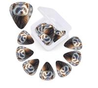 12 Pack Guitar Picks Plectrums with Organizer Storage Box Hairy Ferret Guitar Pick Thin, Medium & Heavy Bass Picks for Electric Acoustic Ukulele Guitars Gift for Men Women