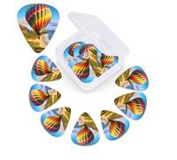 12 Pack Guitar Picks Plectrums with Organizer Storage Box Hawaii Hot Air Balloon Guitar Pick Thin, Medium & Heavy Bass Picks for Electric Acoustic Ukulele Guitars Gift for Men Women