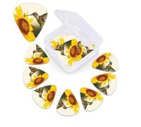 12 Pack Guitar Picks Plectrums with Organizer Storage Box Hummingbird Sunflower Guitar Pick Thin, Medium & Heavy Bass Picks for Electric Acoustic Ukulele Guitars Gift for Men Women