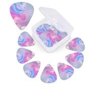 12 Pack Guitar Picks Plectrums with Organizer Storage Box Marble Pastel Blue Purple Guitar Pick Thin, Medium & Heavy Bass Picks for Electric Acoustic Ukulele Guitars Gift for Men Women