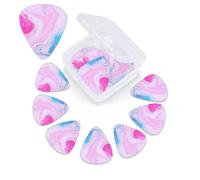 12 Pack Guitar Picks Plectrums with Organizer Storage Box Marble Pastel Blue Purple Guitar Pick Thin, Medium & Heavy Bass Picks for Electric Acoustic Ukulele Guitars Gift for Men Women