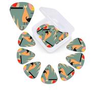 12 Pack Guitar Picks Plectrums with Organizer Storage Box Mid-Century Modern Art Cats Guitar Pick Thin, Medium & Heavy Bass Picks for Electric Acoustic Ukulele Guitars Gift for Men Women