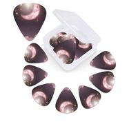 12 Pack Guitar Picks Plectrums with Organizer Storage Box Moon Stars Guitar Pick Thin, Medium & Heavy Bass Picks for Electric Acoustic Ukulele Guitars Gift for Men Women