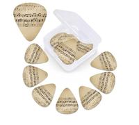 12 Pack Guitar Picks Plectrums with Organizer Storage Box Music Notes on Old Paper Guitar Pick Thin, Medium & Heavy Bass Picks for Electric Acoustic Ukulele Guitars Gift for Men Women