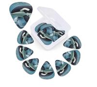 12 Pack Guitar Picks Plectrums with Organizer Storage Box Orca Killer Whale Guitar Pick Thin, Medium & Heavy Bass Picks for Electric Acoustic Ukulele Guitars Gift for Men Women