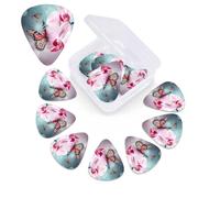 12 Pack Guitar Picks Plectrums with Organizer Storage Box Orchid Flower Butterfly Soft Fresh Spring Guitar Pick Thin, Medium & Heavy Bass Picks for Electric Acoustic Ukulele Guitars Gift for Men Women