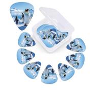 12 Pack Guitar Picks Plectrums with Organizer Storage Box Penguin Antarctica Ice Guitar Pick Thin, Medium & Heavy Bass Picks for Electric Acoustic Ukulele Guitars Gift for Men Women