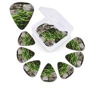12 Pack Guitar Picks Plectrums with Organizer Storage Box Plant on Stone Wall Guitar Pick Thin, Medium & Heavy Bass Picks for Electric Acoustic Ukulele Guitars Gift for Men Women