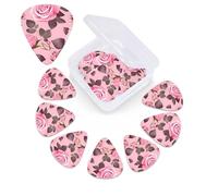 12 Pack Guitar Picks Plectrums with Organizer Storage Box Pretty Roses Guitar Pick Thin, Medium & Heavy Bass Picks for Electric Acoustic Ukulele Guitars Gift for Men Women