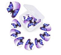 12 Pack Guitar Picks Plectrums with Organizer Storage Box Purple Butterfly Guitar Pick Thin, Medium & Heavy Bass Picks for Electric Acoustic Ukulele Guitars Gift for Men Women