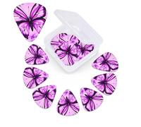 12 Pack Guitar Picks Plectrums with Organizer Storage Box Purple Butterfly Guitar Pick Thin, Medium & Heavy Bass Picks for Electric Acoustic Ukulele Guitars Gift for Men Women