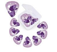 12 Pack Guitar Picks Plectrums with Organizer Storage Box Purple Poodle Polka Dot Guitar Pick Thin, Medium & Heavy Bass Picks for Electric Acoustic Ukulele Guitars Gift for Men Women