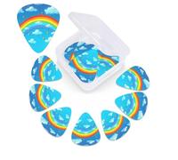 12 Pack Guitar Picks Plectrums with Organizer Storage Box Rainbow Clouds Raindrop Guitar Pick Thin, Medium & Heavy Bass Picks for Electric Acoustic Ukulele Guitars Gift for Men Women