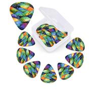 12 Pack Guitar Picks Plectrums with Organizer Storage Box Rainbow Fish Scale Guitar Pick Thin, Medium & Heavy Bass Picks for Electric Acoustic Ukulele Guitars Gift for Men Women