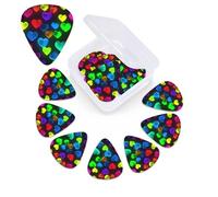 12 Pack Guitar Picks Plectrums with Organizer Storage Box Rainbow Hearts Guitar Pick Thin, Medium & Heavy Bass Picks for Electric Acoustic Ukulele Guitars Gift for Men Women