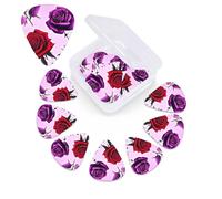 12 Pack Guitar Picks Plectrums with Organizer Storage Box Red and purple roses Guitar Pick Thin, Medium & Heavy Bass Picks for Electric Acoustic Ukulele Guitars Gift for Men Women