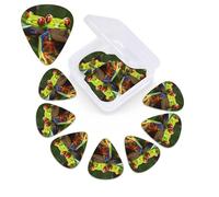12 Pack Guitar Picks Plectrums with Organizer Storage Box Red eyed Tree Frog Guitar Pick Thin, Medium & Heavy Bass Picks for Electric Acoustic Ukulele Guitars Gift for Men Women