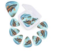 12 Pack Guitar Picks Plectrums with Organizer Storage Box Safflower Flying Fish Guitar Pick Thin, Medium & Heavy Bass Picks for Electric Acoustic Ukulele Guitars Gift for Men Women