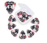 12 Pack Guitar Picks Plectrums with Organizer Storage Box Schnauzer Guitar Pick Thin, Medium & Heavy Bass Picks for Electric Acoustic Ukulele Guitars Gift for Men Women