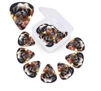 12 Pack Guitar Picks Plectrums with Organizer Storage Box Shih Tzu dog and flowers Guitar Pick Thin, Medium & Heavy Bass Picks for Electric Acoustic Ukulele Guitars Gift for Men Women