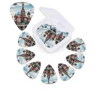 12 Pack Guitar Picks Plectrums with Organizer Storage Box St Basil Cathedral Red In Moscow Guitar Pick Thin, Medium & Heavy Bass Picks for Electric Acoustic Ukulele Guitars Gift for Men Women