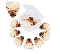 12 Pack Guitar Picks Plectrums with Organizer Storage Box Starfish on The Sand Beach Landscape Guitar Pick Thin, Medium & Heavy Bass Picks for Electric Acoustic Ukulele Guitars Gift for Men Women