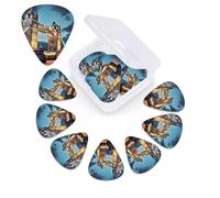 12 Pack Guitar Picks Plectrums with Organizer Storage Box Tower Bridge in London Guitar Pick Thin, Medium & Heavy Bass Picks for Electric Acoustic Ukulele Guitars Gift for Men Women