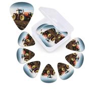 12 Pack Guitar Picks Plectrums with Organizer Storage Box Tractor farm Guitar Pick Thin, Medium & Heavy Bass Picks for Electric Acoustic Ukulele Guitars Gift for Men Women