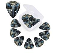 12 Pack Guitar Picks Plectrums with Organizer Storage Box Two elephants Guitar Pick Thin, Medium & Heavy Bass Picks for Electric Acoustic Ukulele Guitars Gift for Men Women