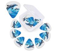 12 Pack Guitar Picks Plectrums with Organizer Storage Box Unique 3D Animal dolphin Guitar Pick Thin, Medium & Heavy Bass Picks for Electric Acoustic Ukulele Guitars Gift for Men Women