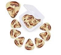 12 Pack Guitar Picks Plectrums with Organizer Storage Box Vintage Edible Mushrooms Guitar Pick Thin, Medium & Heavy Bass Picks for Electric Acoustic Ukulele Guitars Gift for Men Women