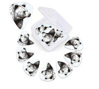 12 Pack Guitar Picks Plectrums with Organizer Storage Box Wildlife Hand Drawn Bear Animal Guitar Pick Thin, Medium & Heavy Bass Picks for Electric Acoustic Ukulele Guitars Gift for Men Women