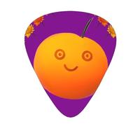 12 Pack Guitar Picks Smiley Orange Print Plectrums With Organizer Storage Box Thin Medium Heavy, For Guitar Bass